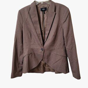 MNG By Mango Blazer Sportcoat Womens Size‎ 10 Brown Check Pattern One Button